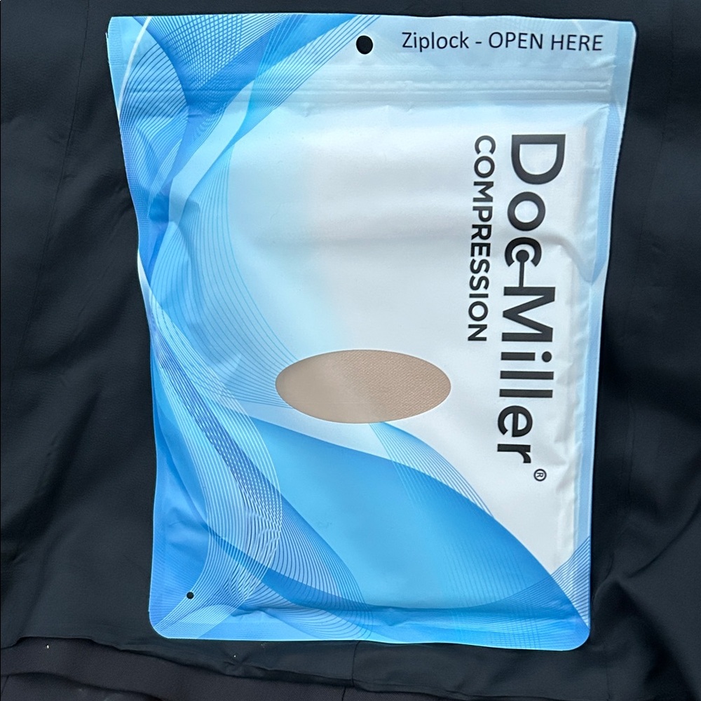 NWT MIP Unopened Doc Miller Pair Compression Socks Beige Open Toe Size L Unisex